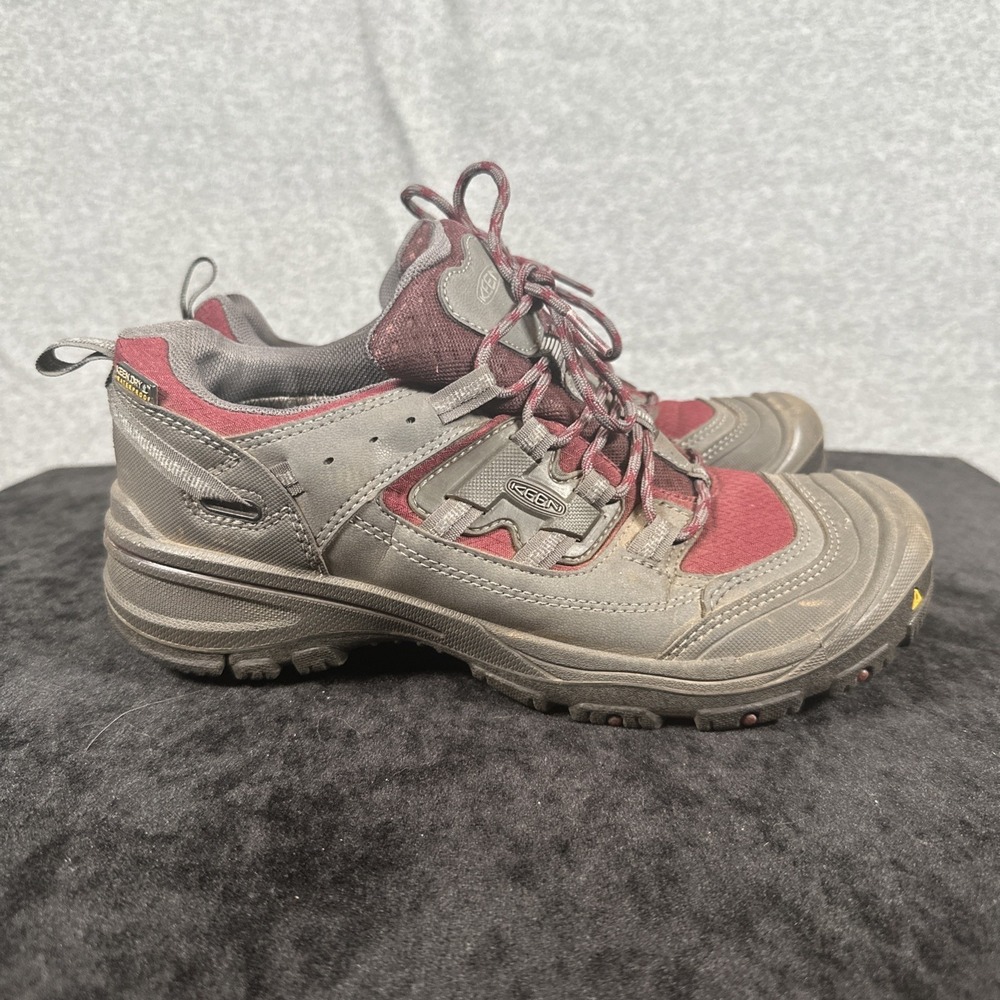 Keen Logan Hiking Shoes Womens 9 W Gray Burgundy Leather Trail American Built